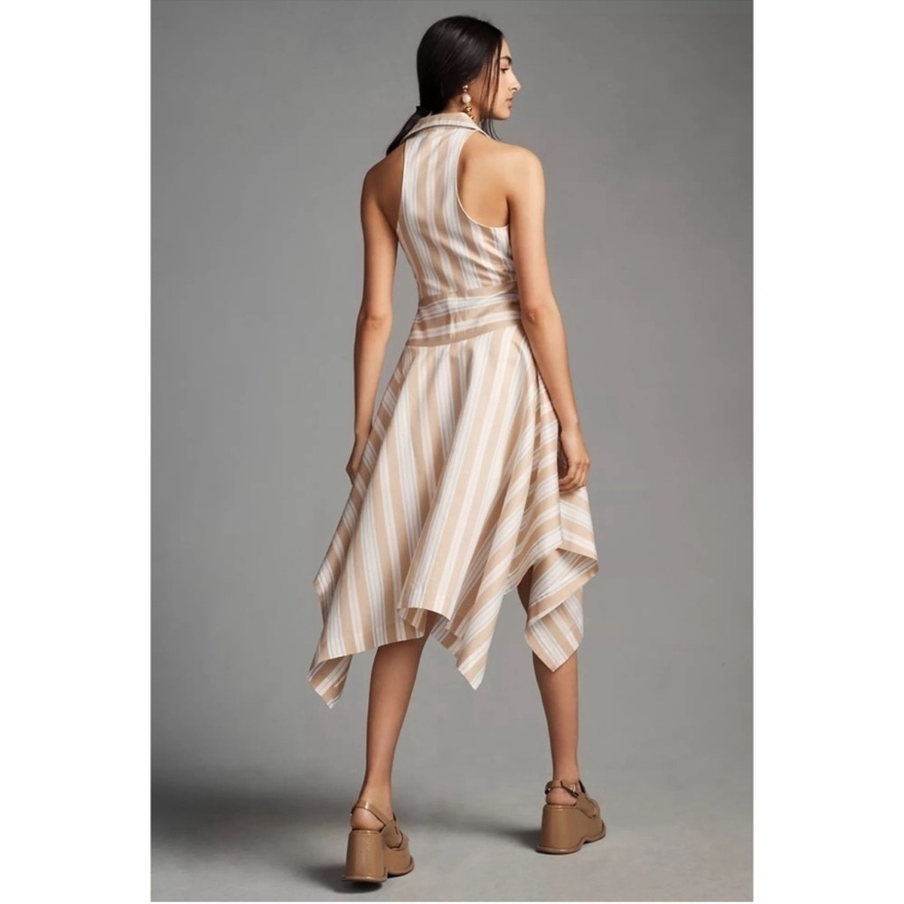 NWT! Maeve by Anthropologie Striped Handkerchief Wrap Shirt Midi Dress. Size 2. - Picture 3 of 14